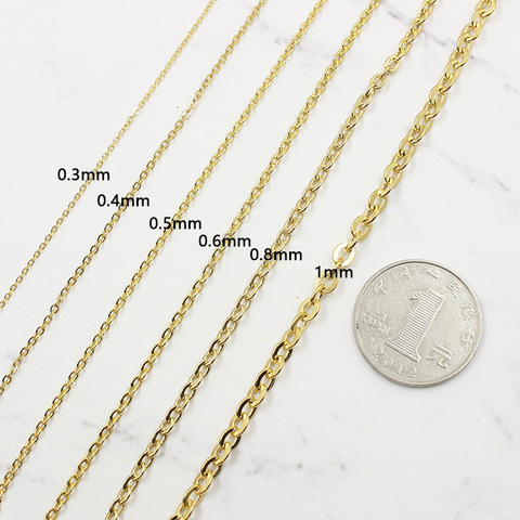 5 Yards 316L Stainless Steel Flat Link Cable Bulk Chain 1mm 1.5mm 2mm 2.5mm 3mm for DIY Necklace Jewelry Making Findings Crafts ► Photo 1/6