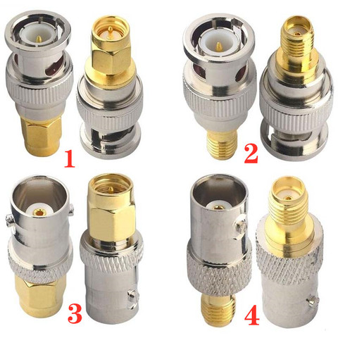 JX Store 2pcs RF adapter BNC-SMA BNC Male Jack Nickel Plating To SMA Female Plug Gold Plating Jack RF Connector Straight ► Photo 1/6