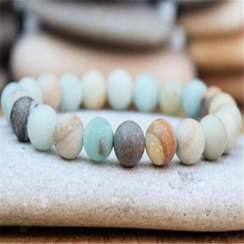 8mm Natural Frosted Amazonite Bracelet 7.5 Inches Chakas Yoga Meditation ► Photo 1/4