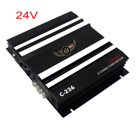 I KEY BUY 24V DC Car Audio Van Truck 2-CH Amplifier Power 3800W 4 Ohm Push Subwoofer Booster Bass Amp Amplificador C-236 ► Photo 1/6