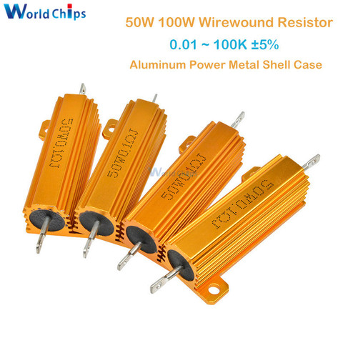 50W 100W 0.5R 1R 2R 4R 6R 8R 10R 20R Aluminum Power Metal Shell Case Wirewound Resistor 0.01 ~ 100K 0.5 1 2 4 6 8 10 20 100 ohm ► Photo 1/6