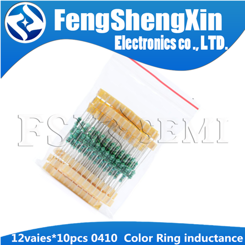 12values*10pcs=120pcs 0410 1/2W Color Ring inductance  1UH~1MH DIP Inductors Assortment Kit ► Photo 1/2