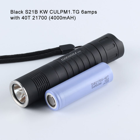 Convoy black S21B KW CULPM1.TG 6amps 21700 flashlight ,torch , with 21700 lithium battery inserted ► Photo 1/1