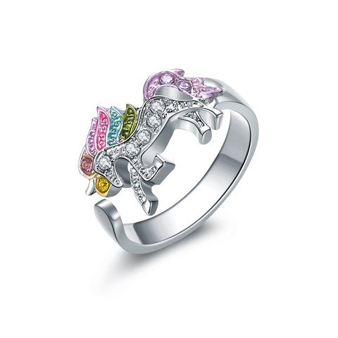Cute Unicorn Ring Fashion Cartoon Horse Jewelry Accessories For Girls Children Kids Women Party Animal Jewelry ► Photo 1/6