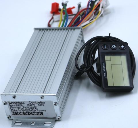 GREENTIME 48V 60V 1500W 45A Brushless DC Motor Controller Ebike Controller +S866 Display One Set ► Photo 1/4