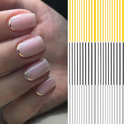 3D Nail Stickers Gold Silver Metal Black Geometric Flower Patterns Adhesive Transfer Decals Nail Art DIY Design Decoration Tools ► Photo 1/6