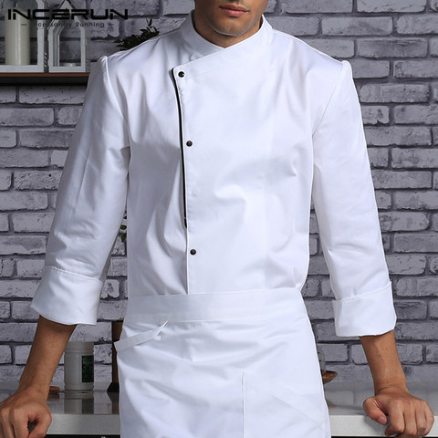 Chef Coat Men Women Long Sleeve Jacket Kitchen Uniform Restaurant Cook Workwear 