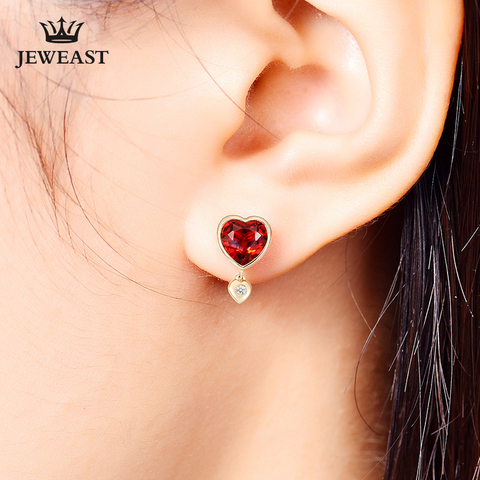 ENZO Natural garnet 18K Pure Gold Earring Real AU 750 Solid Gold Earrings  Diamond  Trendy  Fine Jewelry Hot Sell New 2022 ► Photo 1/6