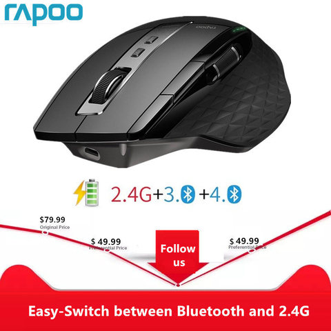 Rapoo MT750L/MT750S Rechargeable Multi-mode Wireless Mouse Easy-Switch between Bluetooth and 2.4G up to 4 Devices for PC and Mac ► Photo 1/6