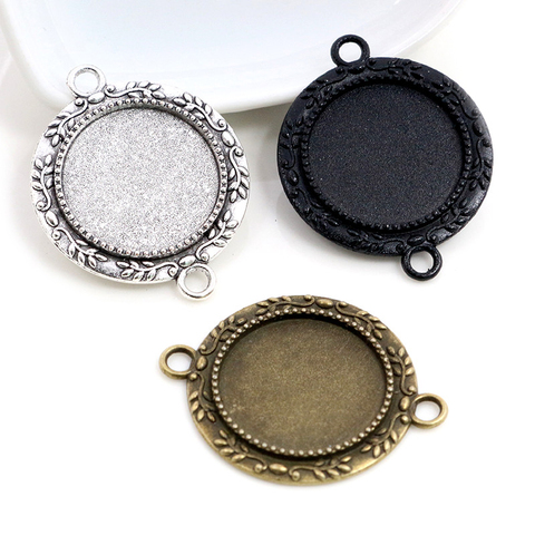 10pcs 20mm Inner Size Antique Silver Plated Bronze Black Classic Style Cabochon Base Setting Charms Pendant ► Photo 1/5