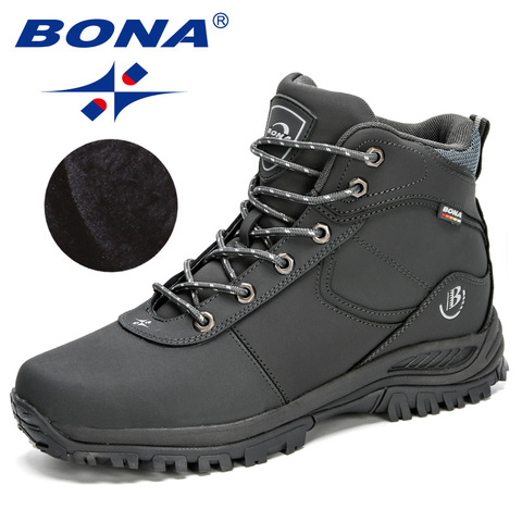 BONA 2022 New Arrival Nubuck Leather Shoes Winter Boots Men Warm Sneakers Outdoor Anti-Slip Ankle Plush Snow Boots Masculino ► Photo 1/6