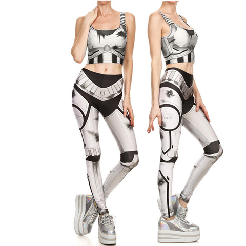 Adult Star Cosplay Costume Stormtroope Crop Imperial Fashion Sexy T shirt Tops Pants Sets Leggings Women Tight Bodysuit ► Photo 1/6