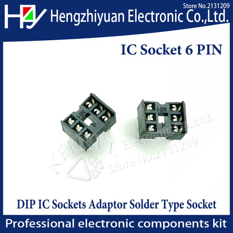 IC Sockets 6 pin 20PCS 2.54mm  Through Hole Stamped pin Open Frame IC Dip Socket Pitch Through Hole Dip Socket Coonnectors ► Photo 1/1