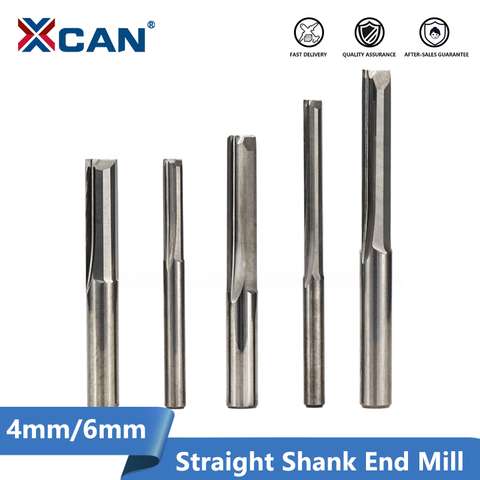 XCAN 1pc 4mm/6mm Shank 2 Flute Straight End Mill Carbide CNC Router Bit Engraving Bit Straight Slot Milling Cutter ► Photo 1/6