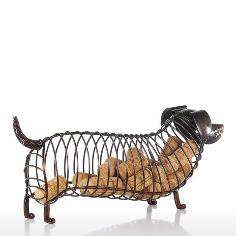 Tooarts Dachshund Wine Cork Container Iron Craft Animal Ornament Gift, Brown Practical sculpture Home decoration ► Photo 1/6