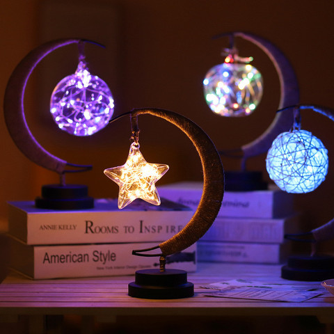 USB Globe Light Battery Powered Sepaktakraw Ball Bedroom Desk Lamp with Moon Star Shape ► Photo 1/6