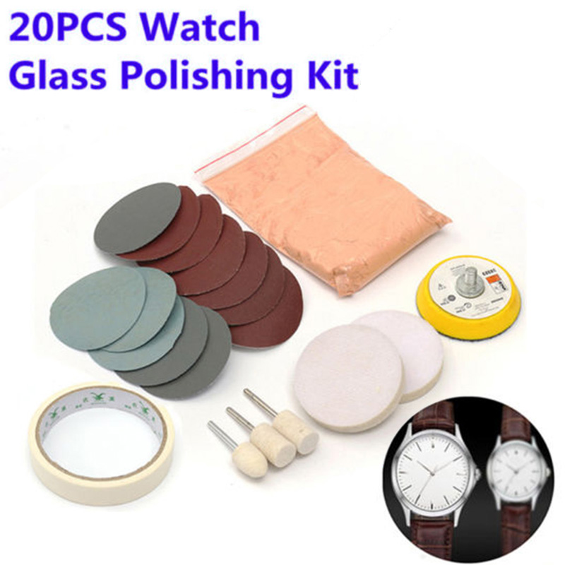 New 20Pcs/Set Watch Glass Polishing Kit Glass Cleaning Scratch Removal Polishing Pad And Wheel 50mm Backing ► Photo 1/5