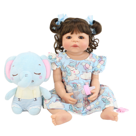 55cm Full Silicone Vinyl Body Reborn Doll Bebe Toy For Girl Bonecas Newborn Princess Babies Bathe Toy Lovely Birthday Gift ► Photo 1/6