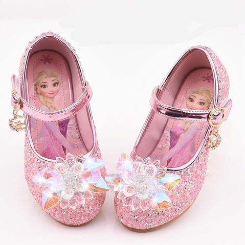 New cartoon girl Leather shoes children high heel princess single shoes cartoon Elsa leather shoes school ► Photo 1/6