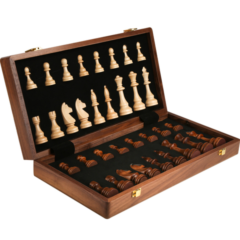 Chess Set Top Grade Wooden Folding Big Traditional Classic Handwork Solid Wood Pieces Walnut Chessboard Children Gift Board Game ► Photo 1/6