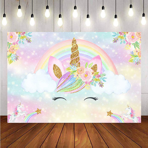 Unicorn rainbow backdrop for photography newborn baby shower happy birthday theme party decoration background for photo custom ► Photo 1/6