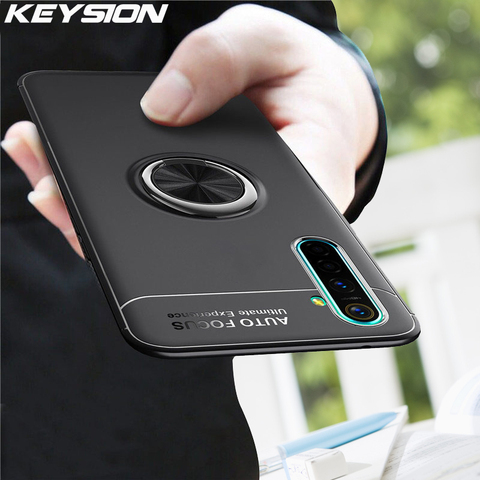 KEYSION Shockproof Case For Realme XT X X2 5 Pro Soft Silicone Magnetic Ring Phone back cover for Realme 6 Q C3 3i 2 Pro X2 Pro ► Photo 1/6