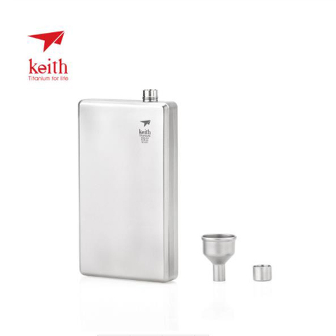 Keith Titanium Portable Wine Whisky Hip Flask Flagon Pot Sports Flagon Pure Titanium Wine Pot With Funnel Outdoor tableware ► Photo 1/6