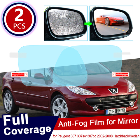 for Peugeot 307 307sw 307cc SW CC 2002~2008 Hatchback Sedan Full Cover Anti Fog Film Rearview Mirror Accessories 2004 2005 2006 ► Photo 1/6