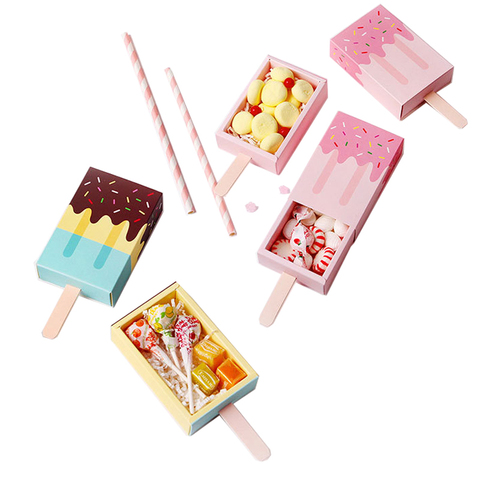 10pcs Ice cream shape Wedding party Favor Box Cartoon treat box  Ice Cream Gift box Baby shower Birthday Party Candy box ► Photo 1/5