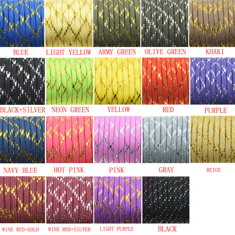 1pcs New Gold Silver Cord 550 Paracord Parachute Cord Lanyard Mil Spec Type III 7 Strand Core 100 FT 19 Colors ► Photo 1/6