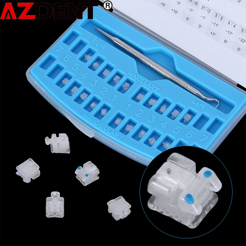 Azdent Dental Self-Ligating Orthodontic Ceramic Bracket SL Clear MBT 0.022 With Hook 3-4-5 ► Photo 1/6