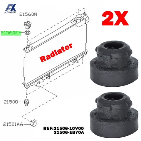 2pc For Nissan Navara Patrol Pathfinder Terrano GTR Leaf Skyline Upper Radiator Rubber Mount Bushing Bush Bracket Mounting Top ► Photo 1/5