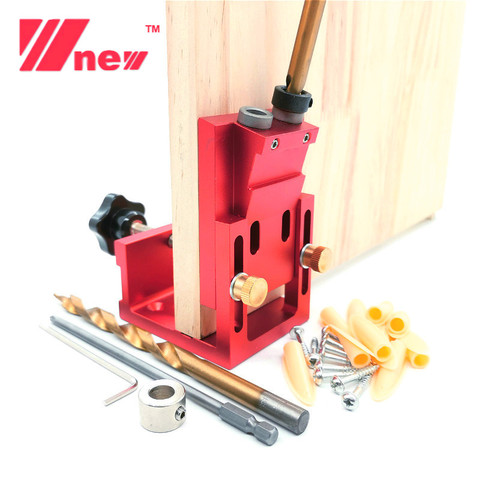 NEW Pocket Hole Drill Guide Dowel Jig Oblique Hole Locator Drilling Kit Aluminium Woodworker DIY Tools with 9mm Drill Bit ► Photo 1/6