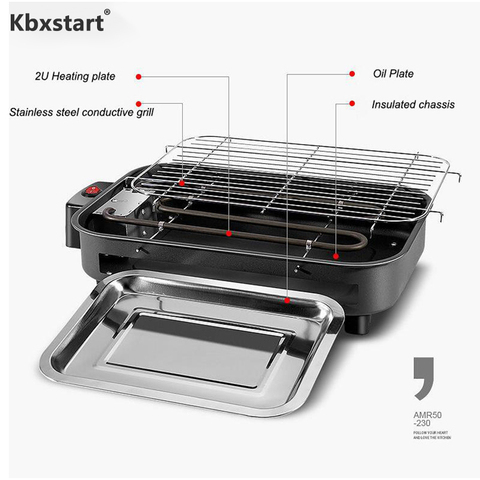 220V Restaurant Electric Grill Griddles Barbecue Portable Churrasqueira Electrica For Home Rotisserie Parrilla Equipment ► Photo 1/6