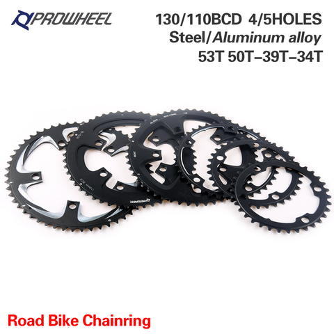 PROWHEEL ROAD Bicycle Chainring 110BCD 130BCD 34/39/50/53T Sprocket Steel/Aluminum Alloy/AL-7075 CNC 8/9/10/11 Speed Chain Wheel ► Photo 1/6