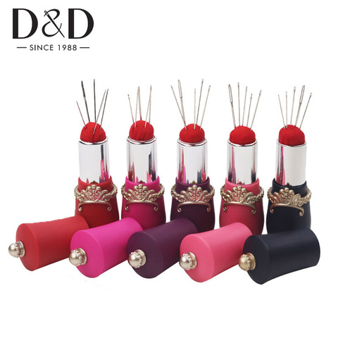 D&D 6 Colors Lipstick Shaped Needles Pin Cushion with 5 Sewing Needles Pincushion Rotatable Rotatable Needle Holder Sewing Tool ► Photo 1/6