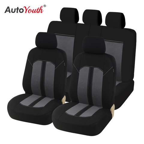 AUTOYOUTH Flannel Cloth Fabric Seat Covers Breathable Full Set Front Back Cover Airbag Ready and Split Fit Most Car Truck SUV ► Photo 1/1