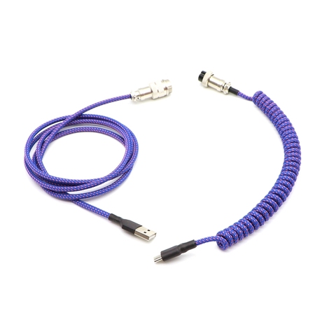 PET sleeved USB to Type-C Coiling cable for Mechanical Keyboard With GX16 Aviator. ► Photo 1/6