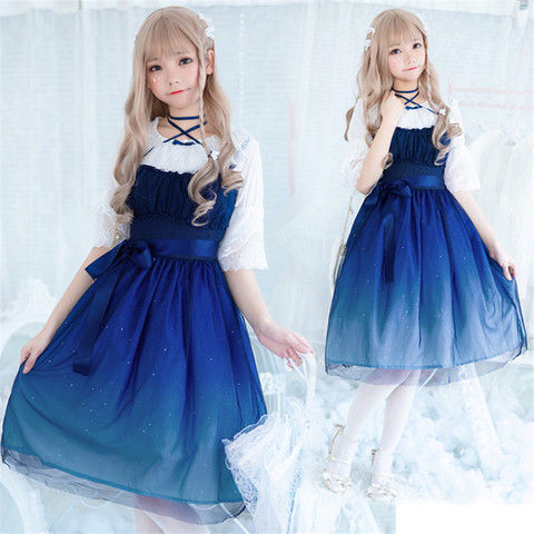 Gradient Gauze Princess Dress Kawaii Girl Gothic Lolita JSK Adult Sweet Anime Loli Dresses Cosplay Costume ► Photo 1/6