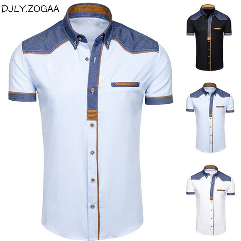 ZOGAA Men's Shirts Fashion Denim Short Sleeve Formal Shirts Man Casual Summer Clothing Tops Slim Cotton Plus Size Male Shirts ► Photo 1/5