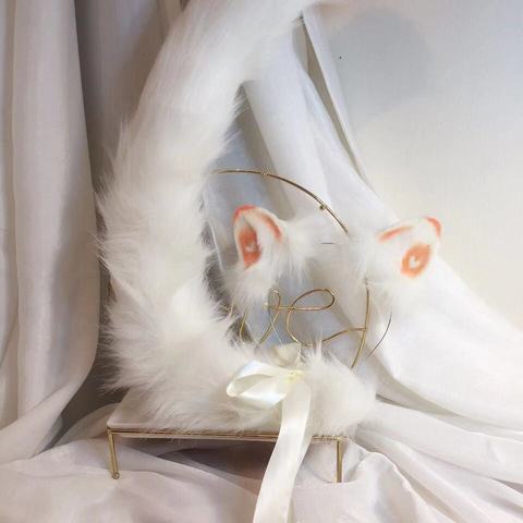 New white cat Anime simulation beast ear beast tail wolf ear cat ear fox ear hair hoop custom COSPLA ► Photo 1/4