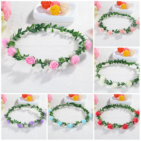 Rose Carnations Peony Flower Halo Bridal Floral Crown Hair Band Wreath Mint Head Wreath Party Wedding Headpiece Bridesmaid ► Photo 1/6