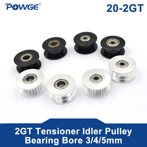 POWGE 2M 2GT 20 Teeth synchronous Wheel Idler Pulley Bore 3/4/5mm with Bearing Black for GT2 Timing belt Width 6MM 20teeth 20T ► Photo 1/6