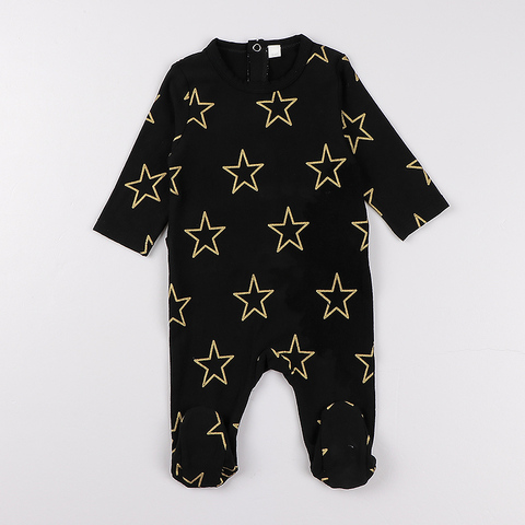 Baby rompers autumn kids clothes long sleeves children clothing black baby overalls gold silver stars kid clothes baby pajamas ► Photo 1/6