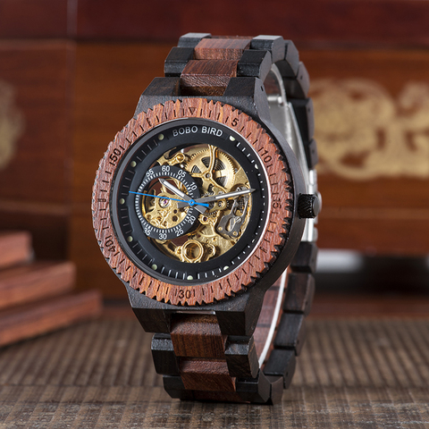 reloj hombre BOBO BIRD Wood Watches Men Automatic Mechanical Watch Top Luxury Fashion Wristwatch Great christmas Gift For Friend ► Photo 1/6