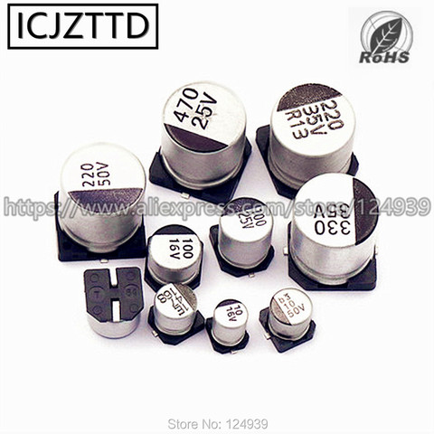 20pcs/bag   6 .3V 16V 25V 6.3V 100/220/47/10UF Aluminum Electrolytic Capacitor 6.3V 6V 100UF  SMD-2 Capacitor 5.5mm 100UF 47UF ► Photo 1/6