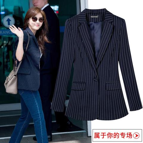 Large Size 5XL 6XL Blazer Women Suit New 2022 Suits Women Blazers Short Slim Spring Autumn Striped Coat Woman Jacket Black White ► Photo 1/6