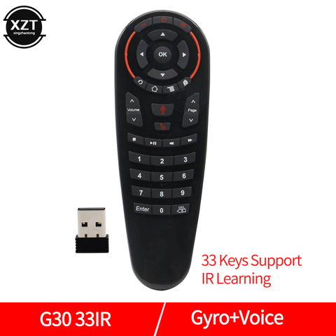 G30 Gyroscope Wireless Remote Air Mouse 2.4G 33 Keys IR Learning Smart Voice Remote Control Universal for X96 MAX Android Box PC ► Photo 1/6