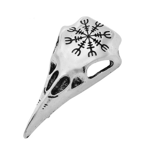 Fashion Jewelry Norse Viking Helm Of Awe Raven Skull Brooch Lapel Pin Men Brooch Broche Calavera Vintage Brooches For Women ► Photo 1/6