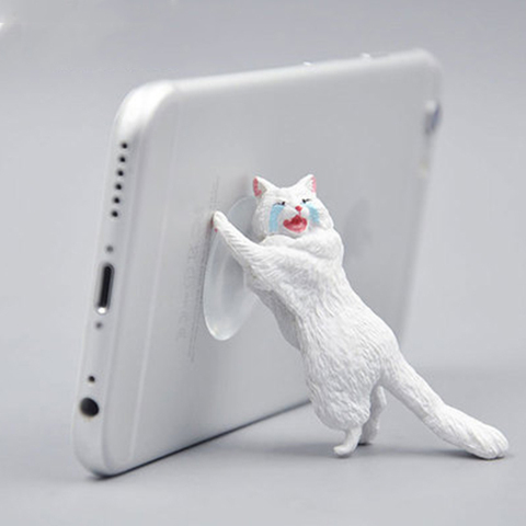 Cute Cat Phone Holder Tablets Desk Sucker Support Resin Mobile Phone Stand Holder Sucker Design Animal Holder For Smartphone ► Photo 1/6